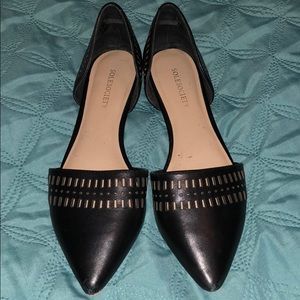 Sole society pointed toe flat, black
